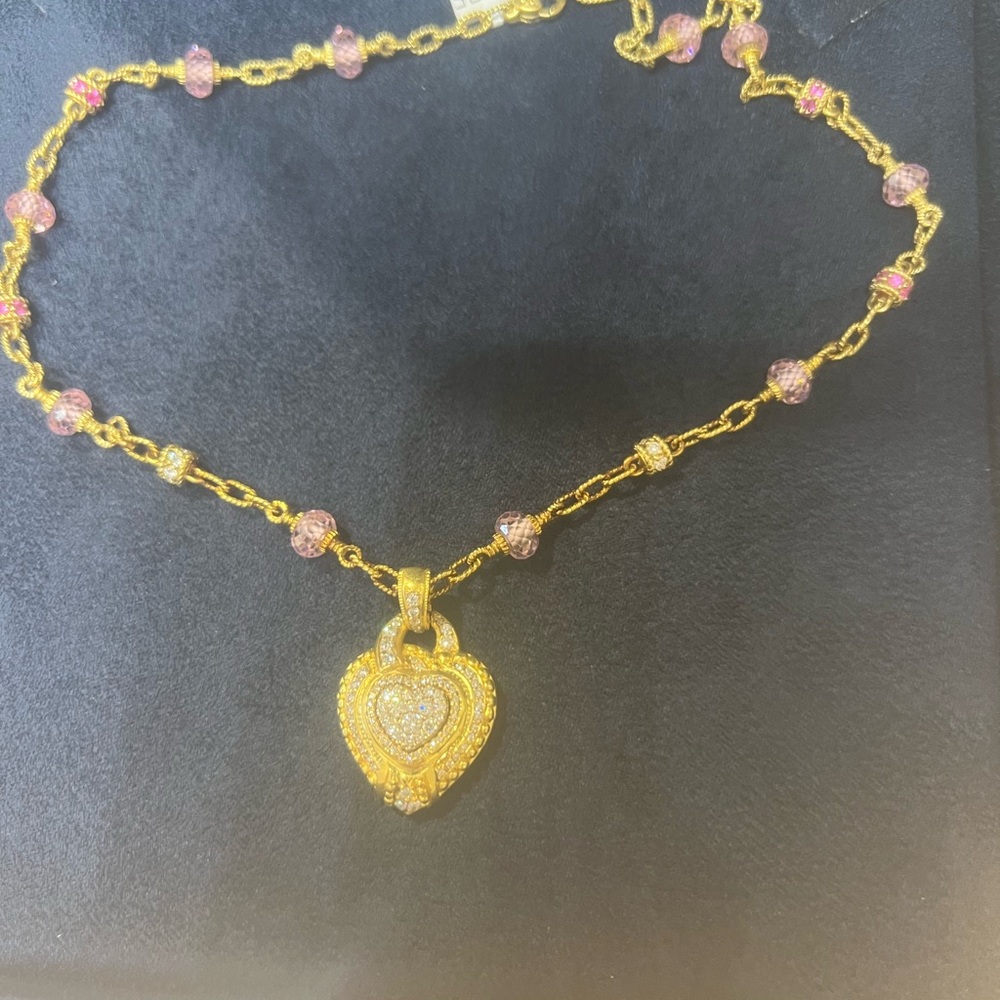 Judith Ripka 18k Solid Yellow Gold Diamond Necklace